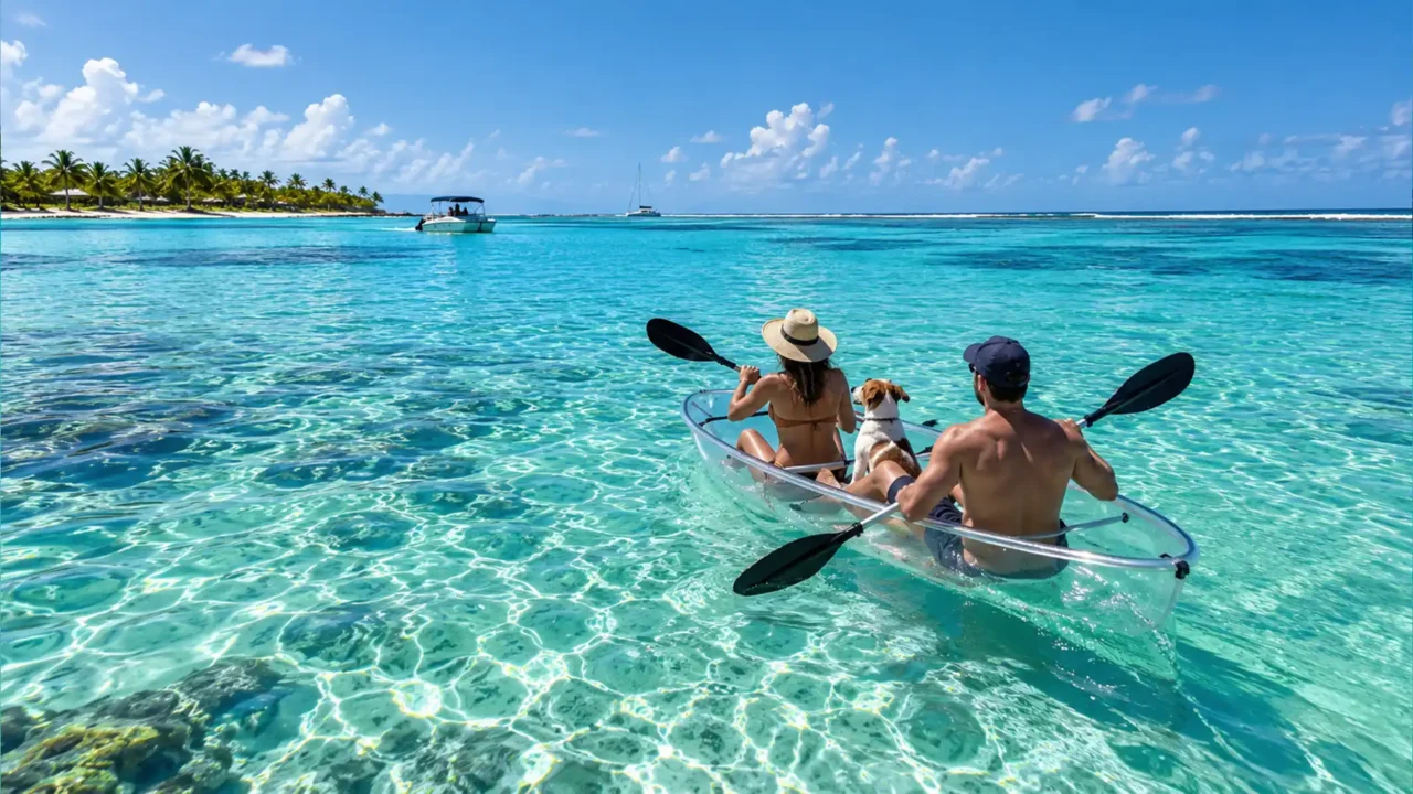 Kayak transparent sur le lagon de St-François